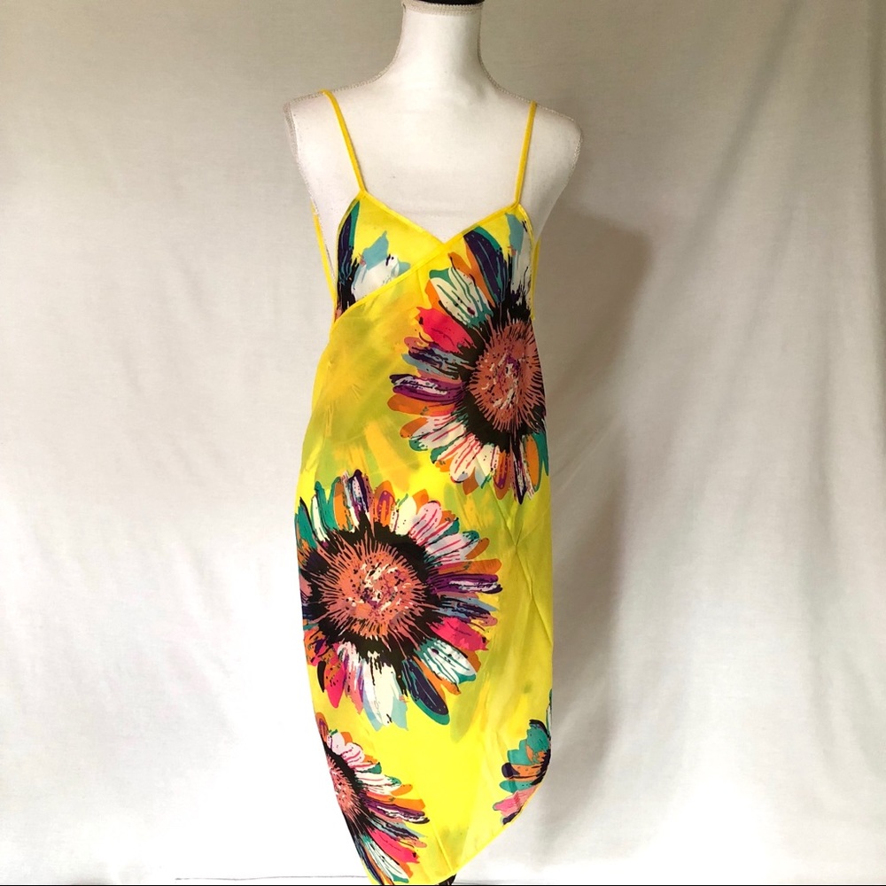 NWOT Yellow Floral Scarf Sarong Wrap Swim Cover - Picture 3 of 5
